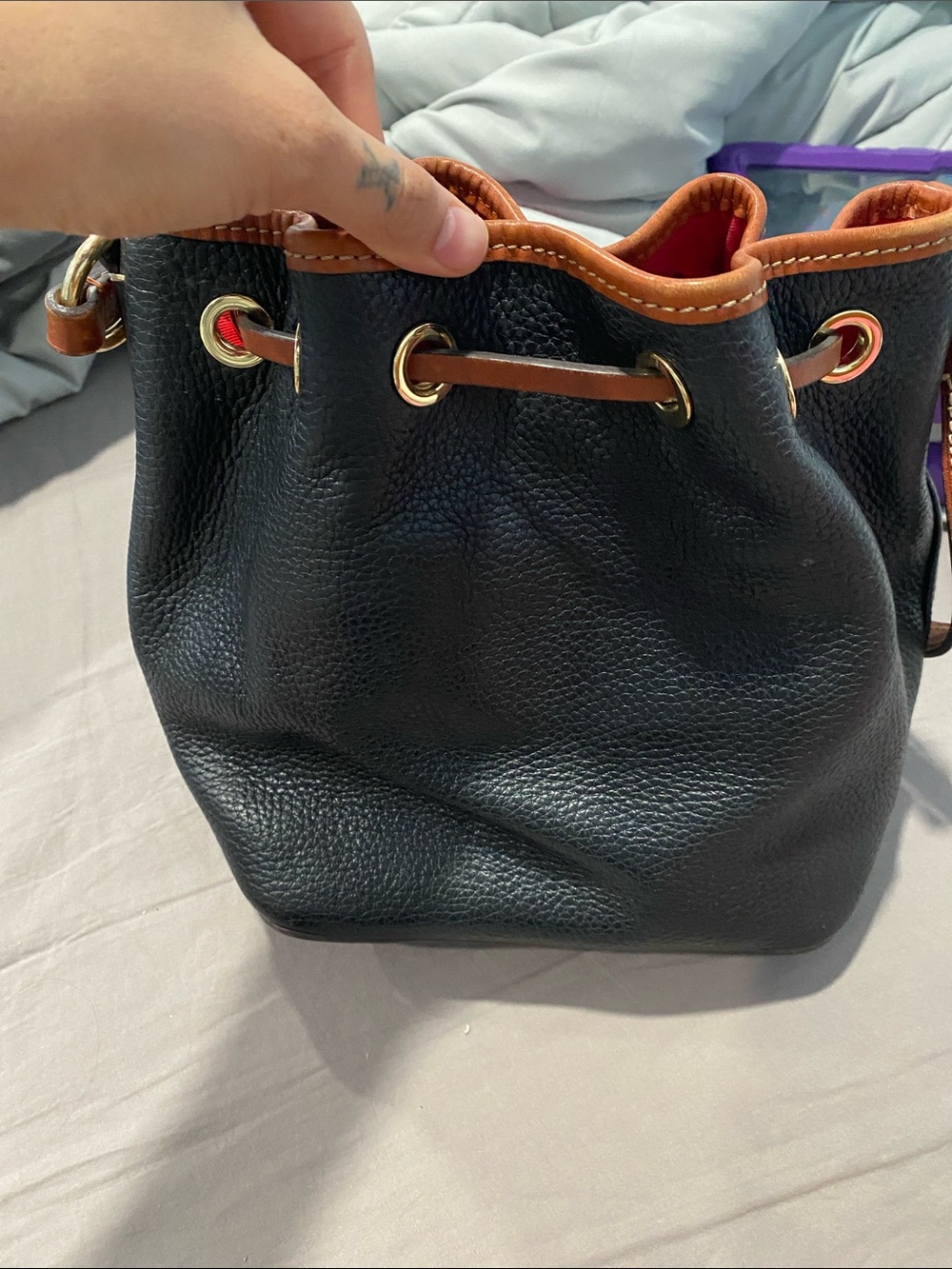 Dooney pebble leather bucket bag - Picture 3 of 14